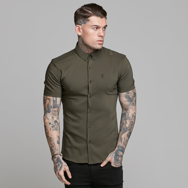 Father Sons Super Slim Ultra Stretch Classic Olive Short Sleeve - FS483