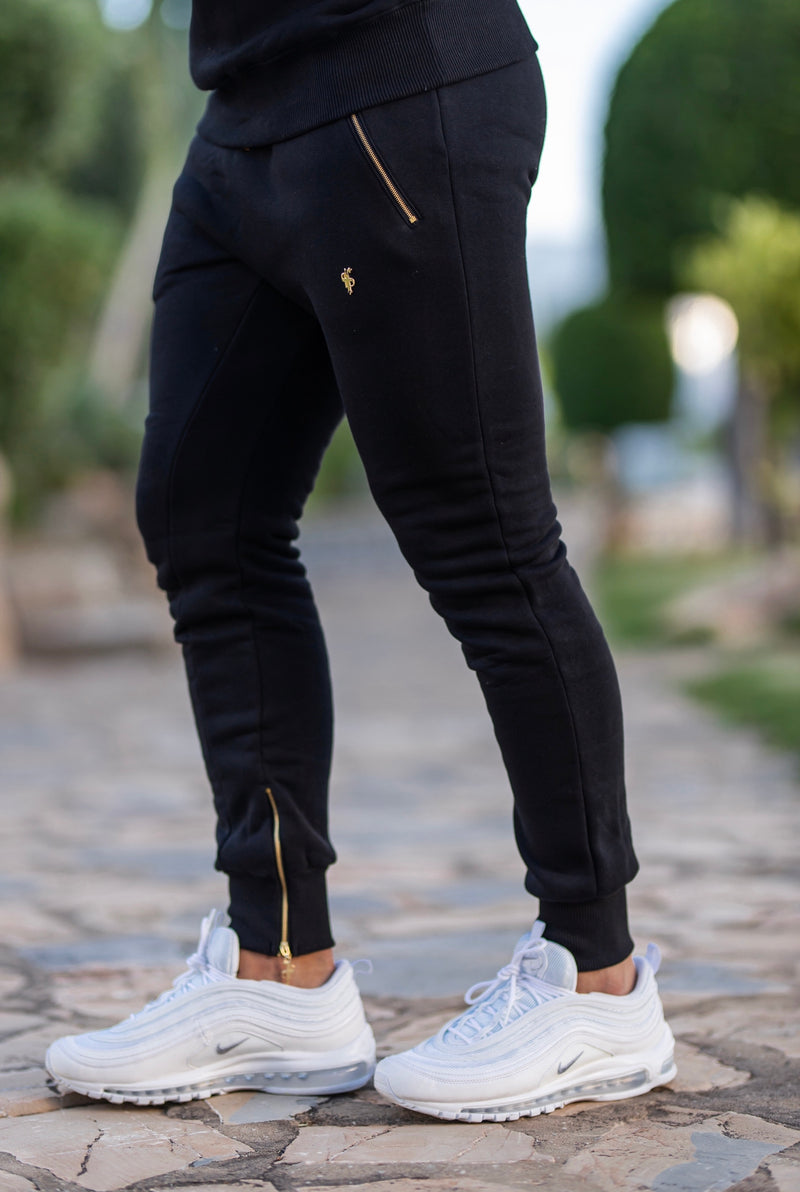 Father Sons Black & Gold Tapered Bottoms with Ankle Zip Detail - FSH440