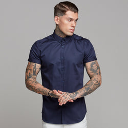 Father Sons Classic Navy Luxe Egyptian Cotton Button Down Short Sleeve - FS500 (LAST CHANCE)