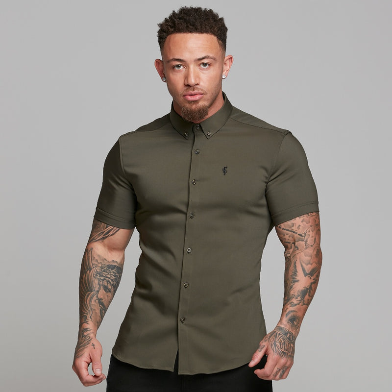 Father Sons Super Slim Ultra Stretch Classic Olive Short Sleeve - FS483