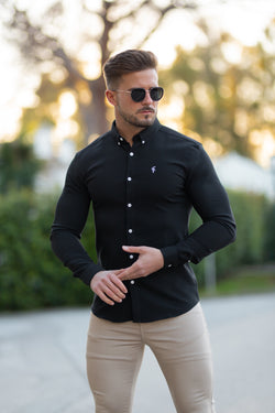 Father Sons Super Slim Scuba Black Long Sleeve Stretch - FS649