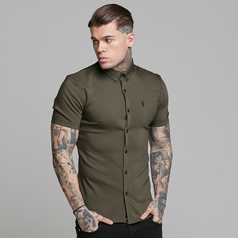 Father Sons Super Slim Ultra Stretch Classic Olive Kurzarm – FS483