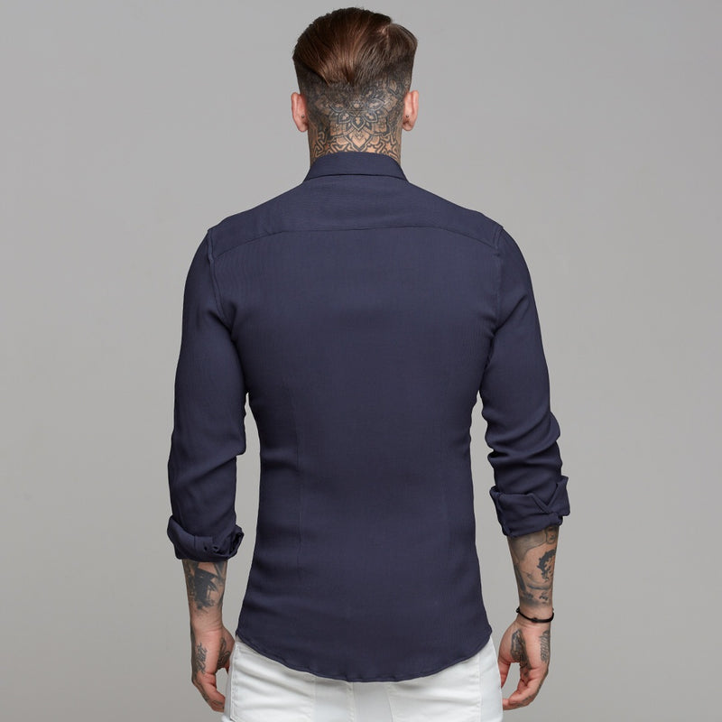 Father Sons Super Slim Stretch Ribbed Navy Langarm – FS443