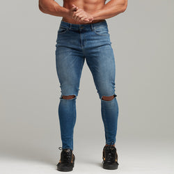 Father Sons Slim Stretch Denim Blue Distressed Ripped Jeans – FSH403
