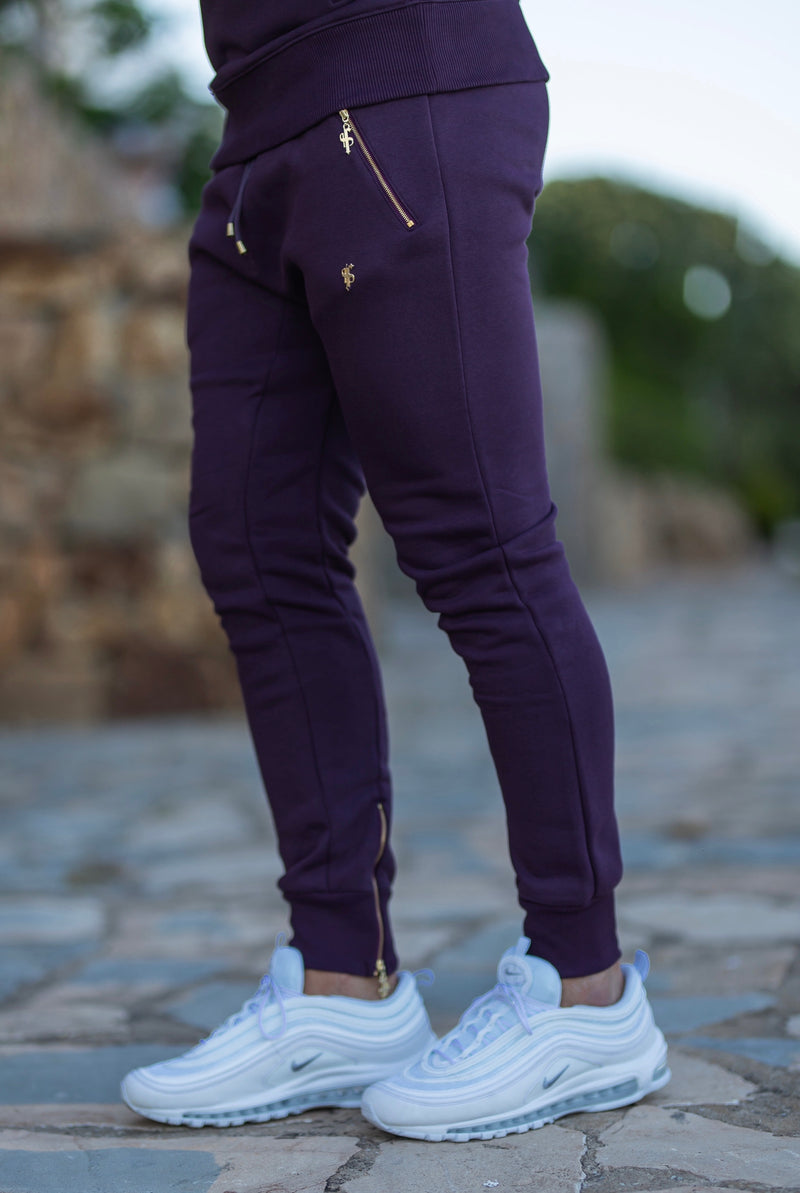 Father Sons Plum / Purple & Gold Tapered Bottoms with Ankle Zip Detail - FSH486