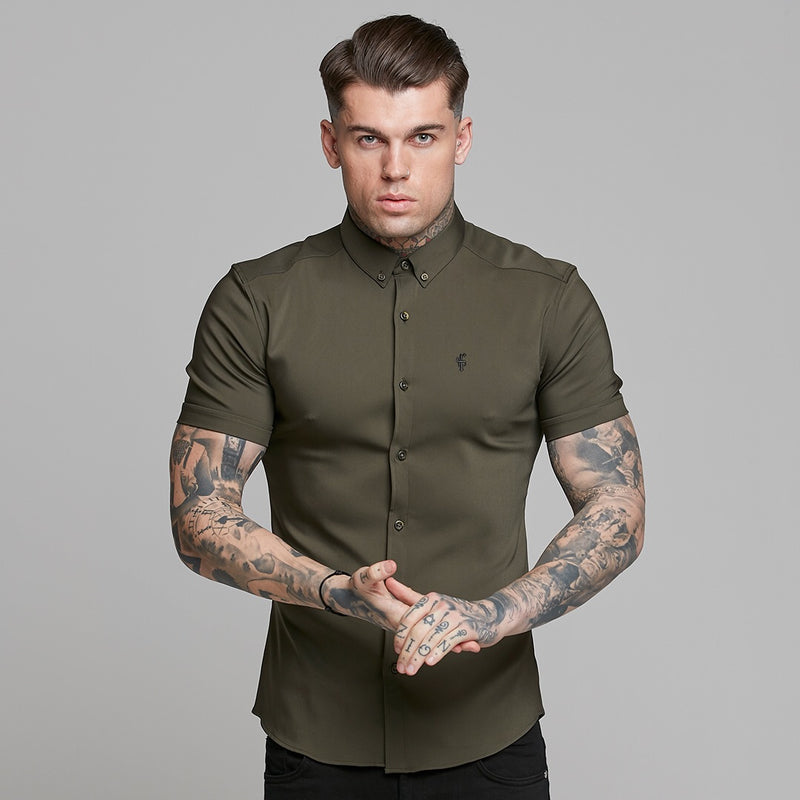 Father Sons Super Slim Ultra Stretch Classic Olive Short Sleeve - FS483