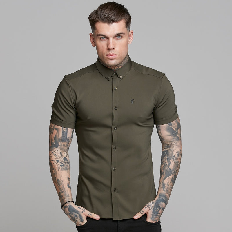 Father Sons Super Slim Ultra Stretch Classic Olive Short Sleeve - FS483