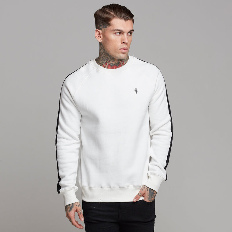 Father Sons klassischer Pullover in gebrochenem Weiß mit schwarzen Streifen – FSH258 (LETZTE CHANCE)