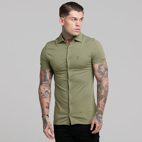 Father Sons Super Slim Khaki Jersey Short Sleeve - FSH014 (LAST CHANCE)