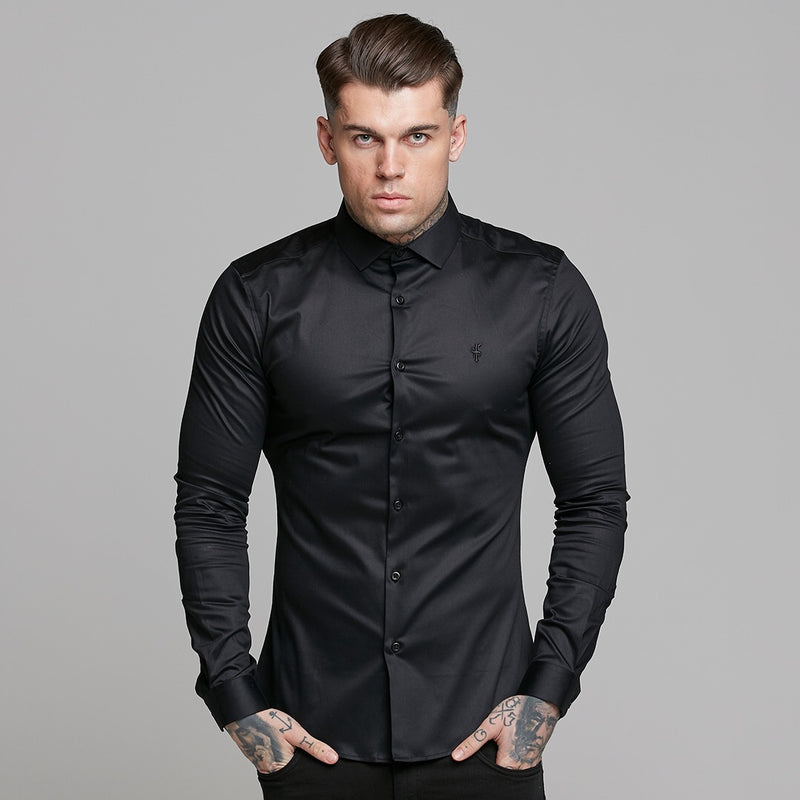 Father Sons Slim Sateen Classic Black Long Sleeve - FS545