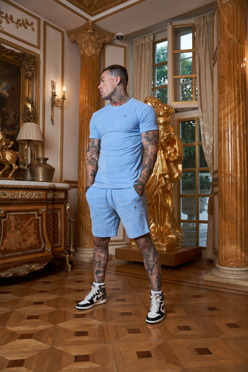 Hellblaue Frottee-Shorts von Father Sons – FSTS661