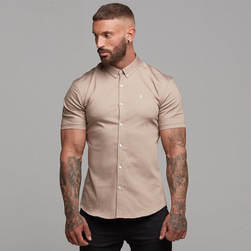 Father Sons Super Slim Stretch Beige Denim Short Sleeve - FS344