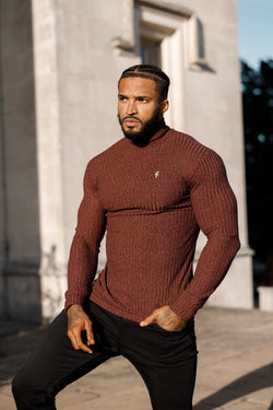 Father Sons Classic Burgundy Ribbed Knit Roll neck Jumper - FSH775