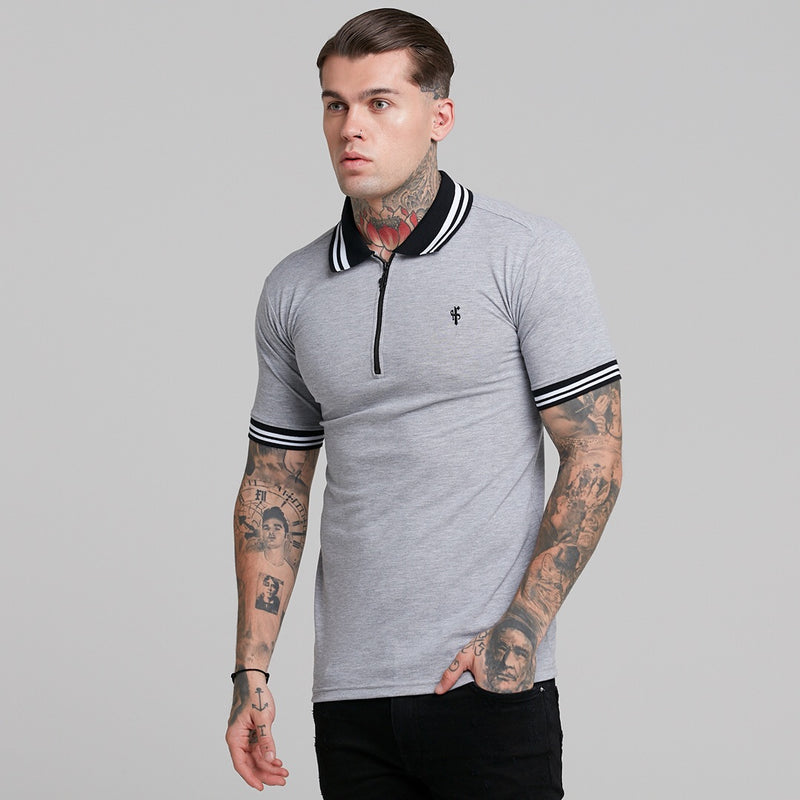 Father Sons Classic Grey Contrast Collar Polo Shirt - FSH237