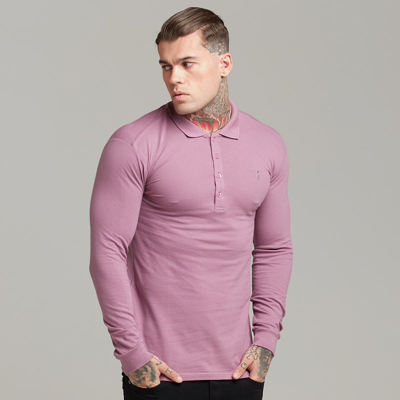 Father Sons Classic Lavender Long Sleeve Polo Shirt - FSH307