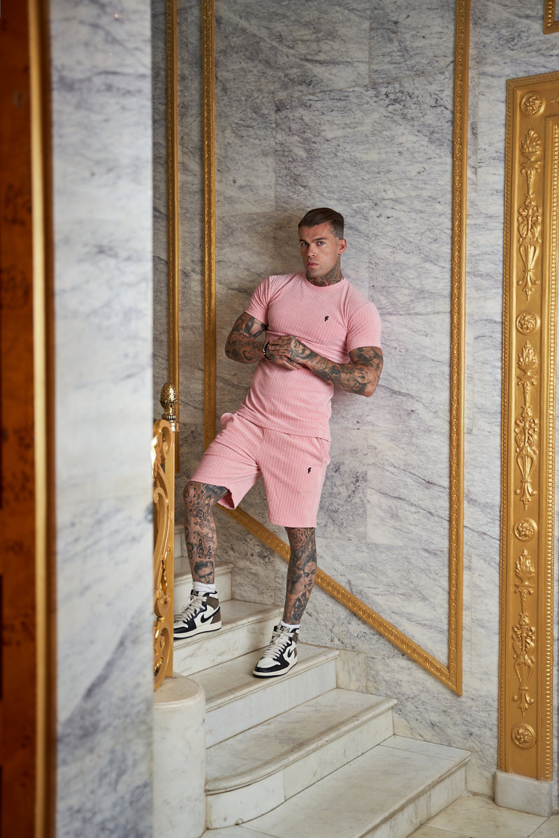 Father Sons Pink Velour Shorts - FSVS654