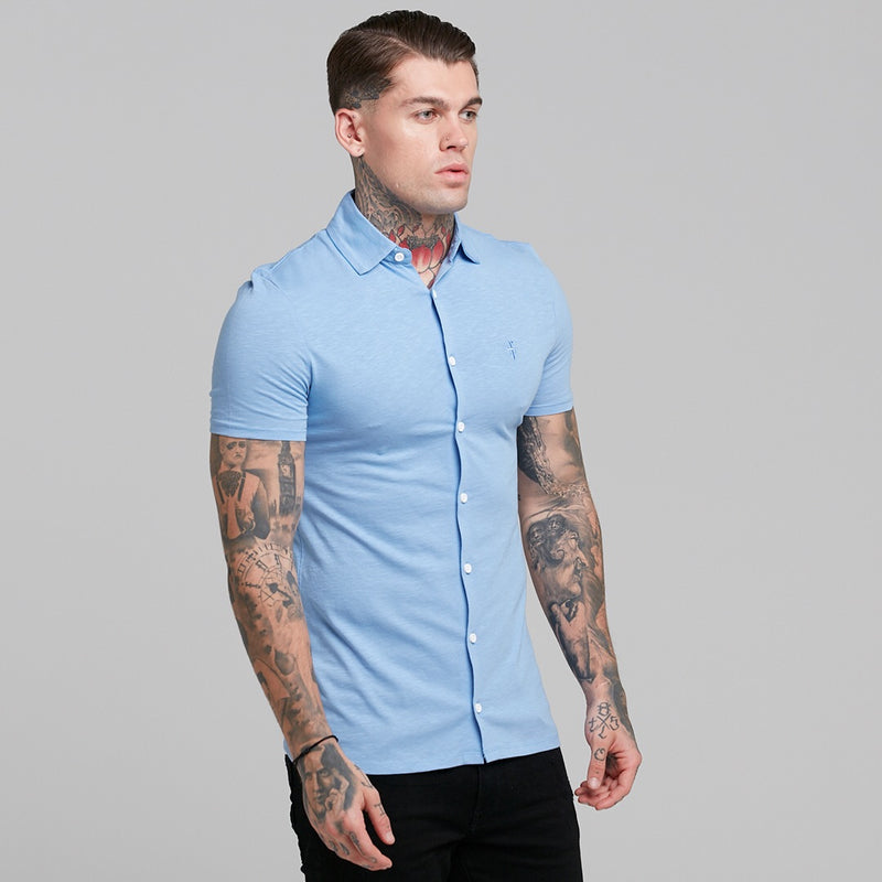 Father Sons Super Slim Baby Blue Jersey Short Sleeve - FSH015 (LAST CHANCE)