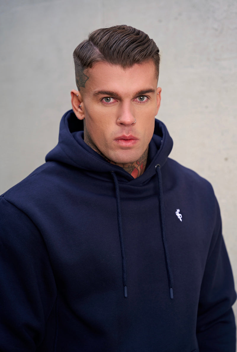 Father Sons Navy Relaxed Fit Rib Panel Overhead Hoodie and Kangaroo Pocket - FSH723