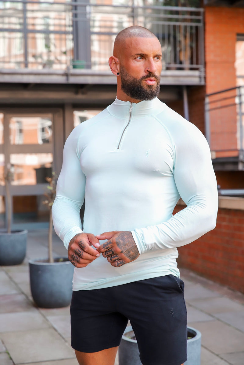 Father Sons Long Sleeve Mint Half Zip Gym Top - FSH750