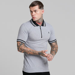 Father Sons klassisches graues Poloshirt mit Kontrastkragen – FSH237