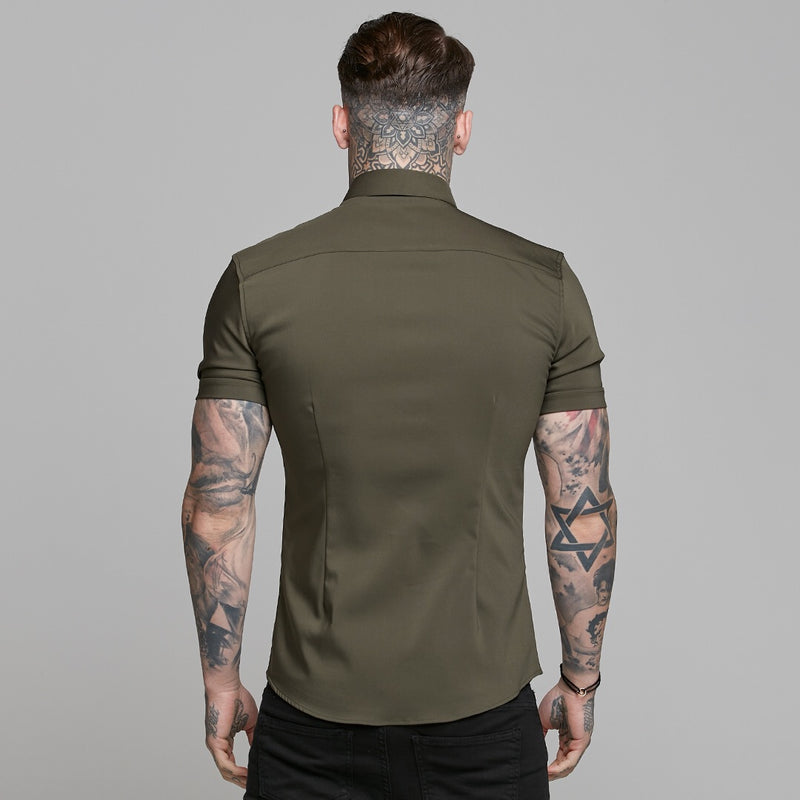 Father Sons Super Slim Ultra Stretch Classic Olive Kurzarm – FS483