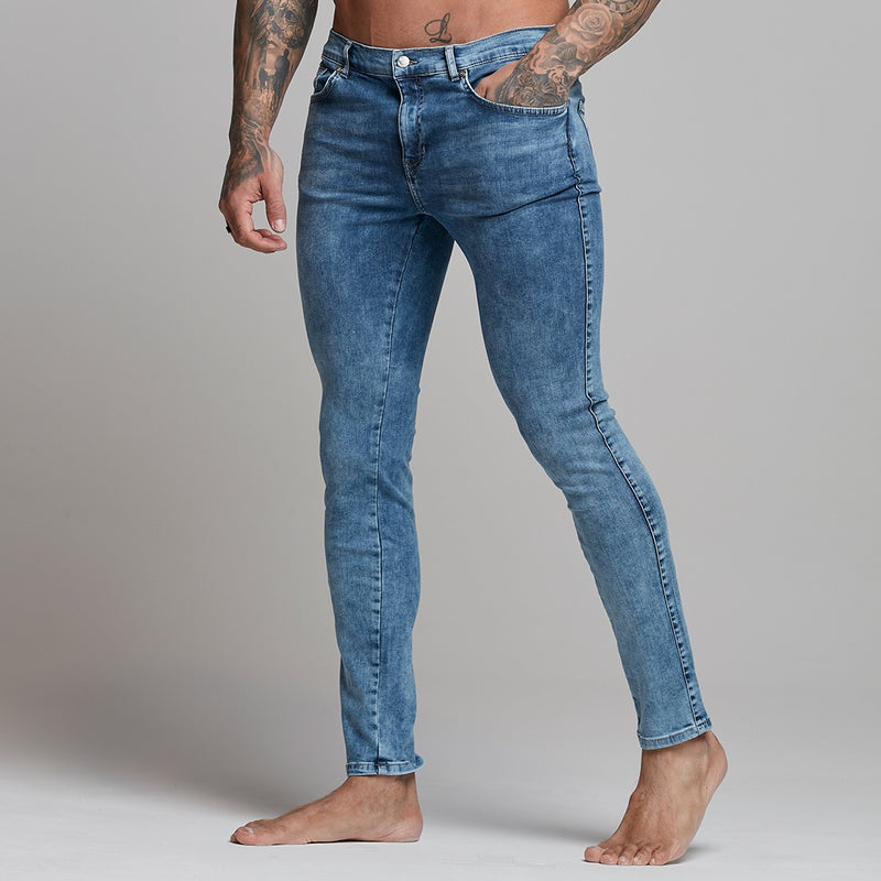 Father Sons Slim Stretch-Jeans in blauer Acid-Waschung – FSH306