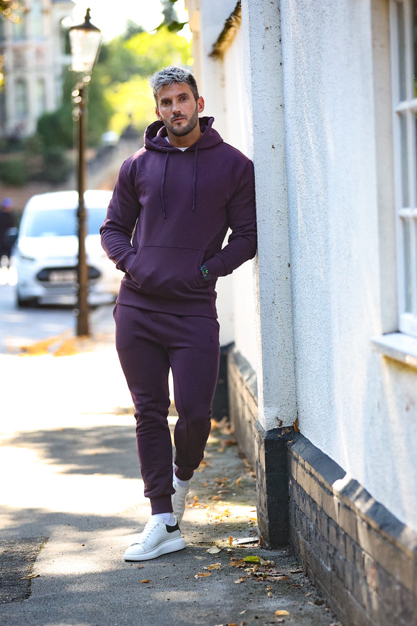 Father Sons Plum Raglan Tracksuit Bottoms with FS Embroidery - FSH704