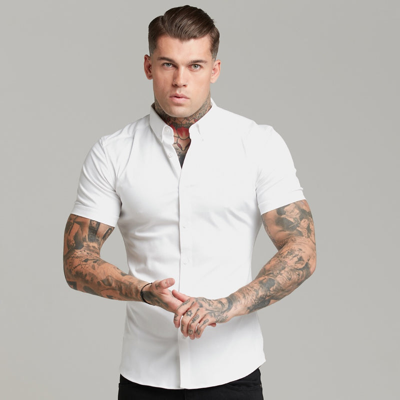 Father Sons Super Slim Stretch White Denim Short Sleeve - FS598