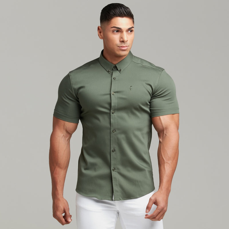 Father Sons Super Slim Stretch Khaki Denim Short Sleeve - FS203