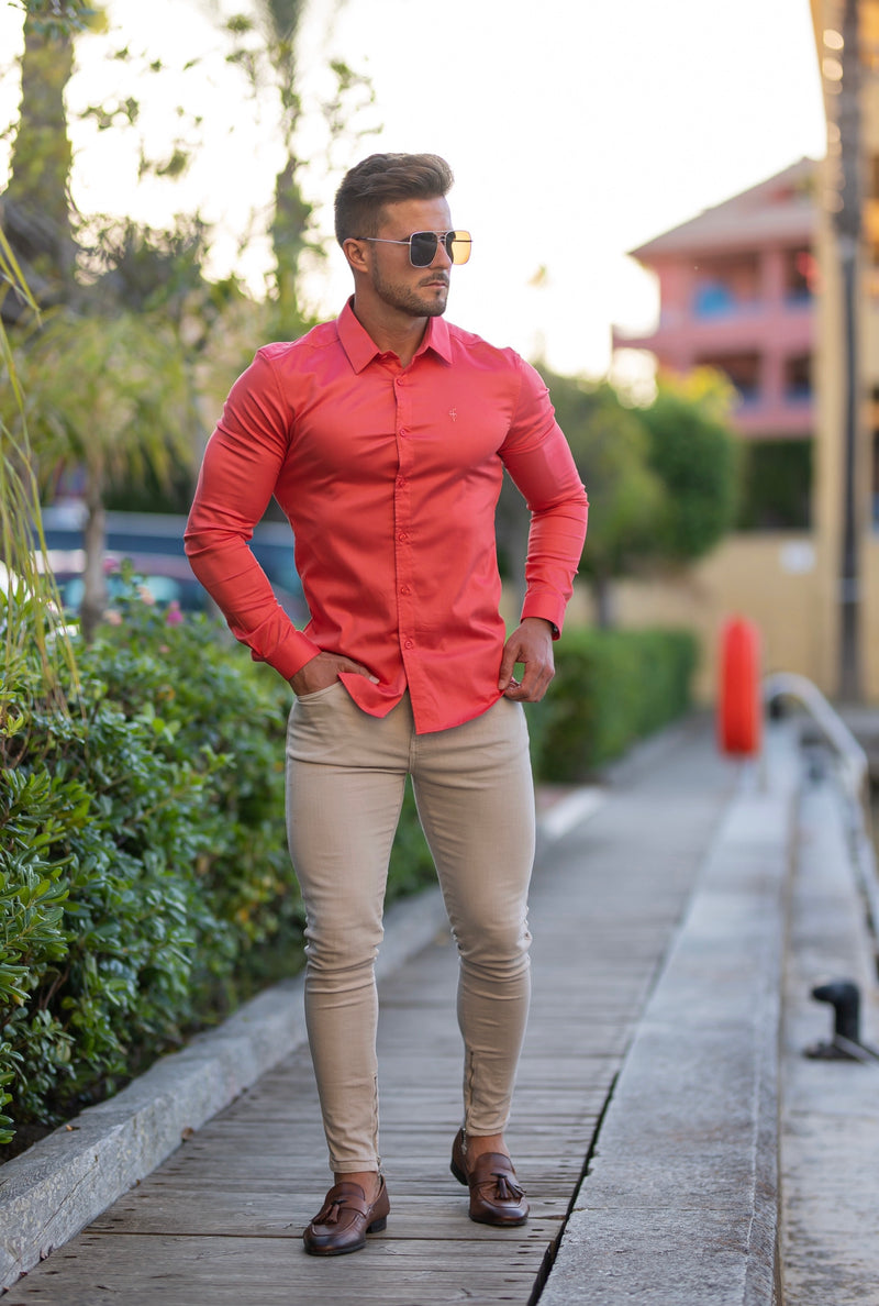 Father Sons Super Slim Luxe Ultra Stretch Classic Coral Langarm – FS670