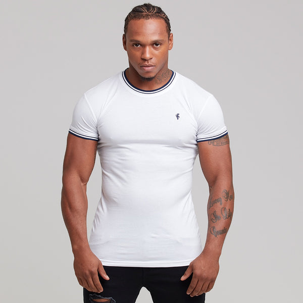 Father Sons White with Navy Contrast Crew - FSH264