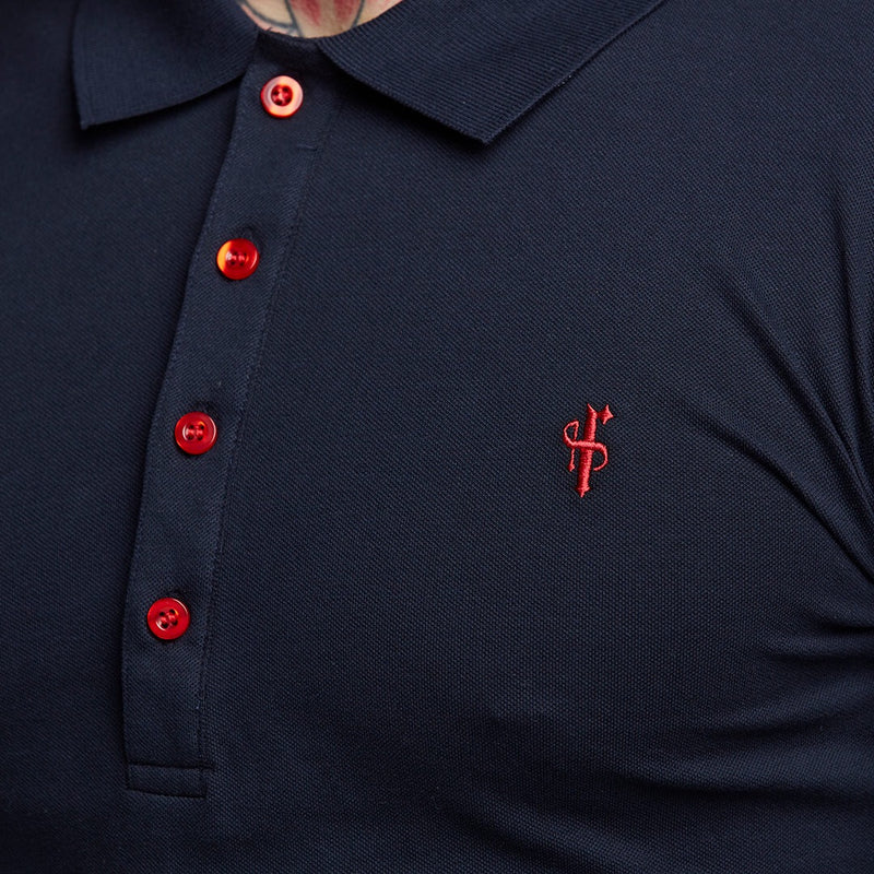 Father Sons klassisches Kontrast-Poloshirt in Marineblau und Rot – FSH250