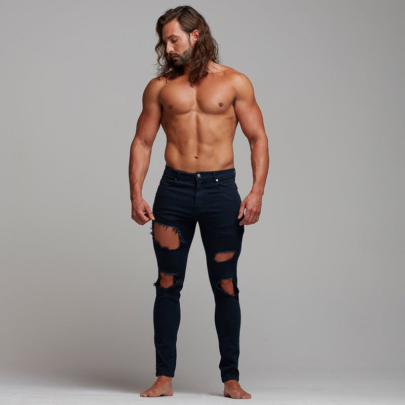 Father Sons Slim Ultra Stretch Navy Ripped Jeans - FSH285