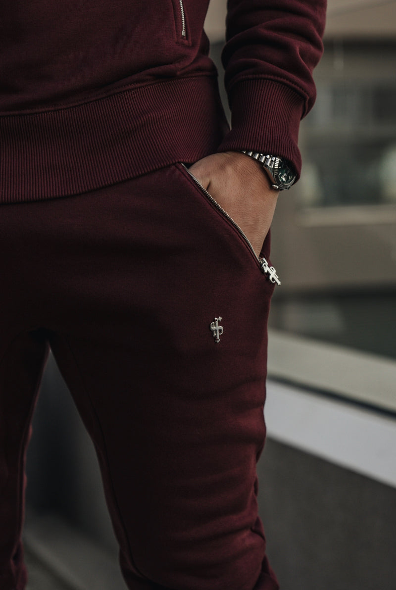 Father Sons Burgundy / Silver Tapered Bottoms with Ankle Zip Detail - FSH798