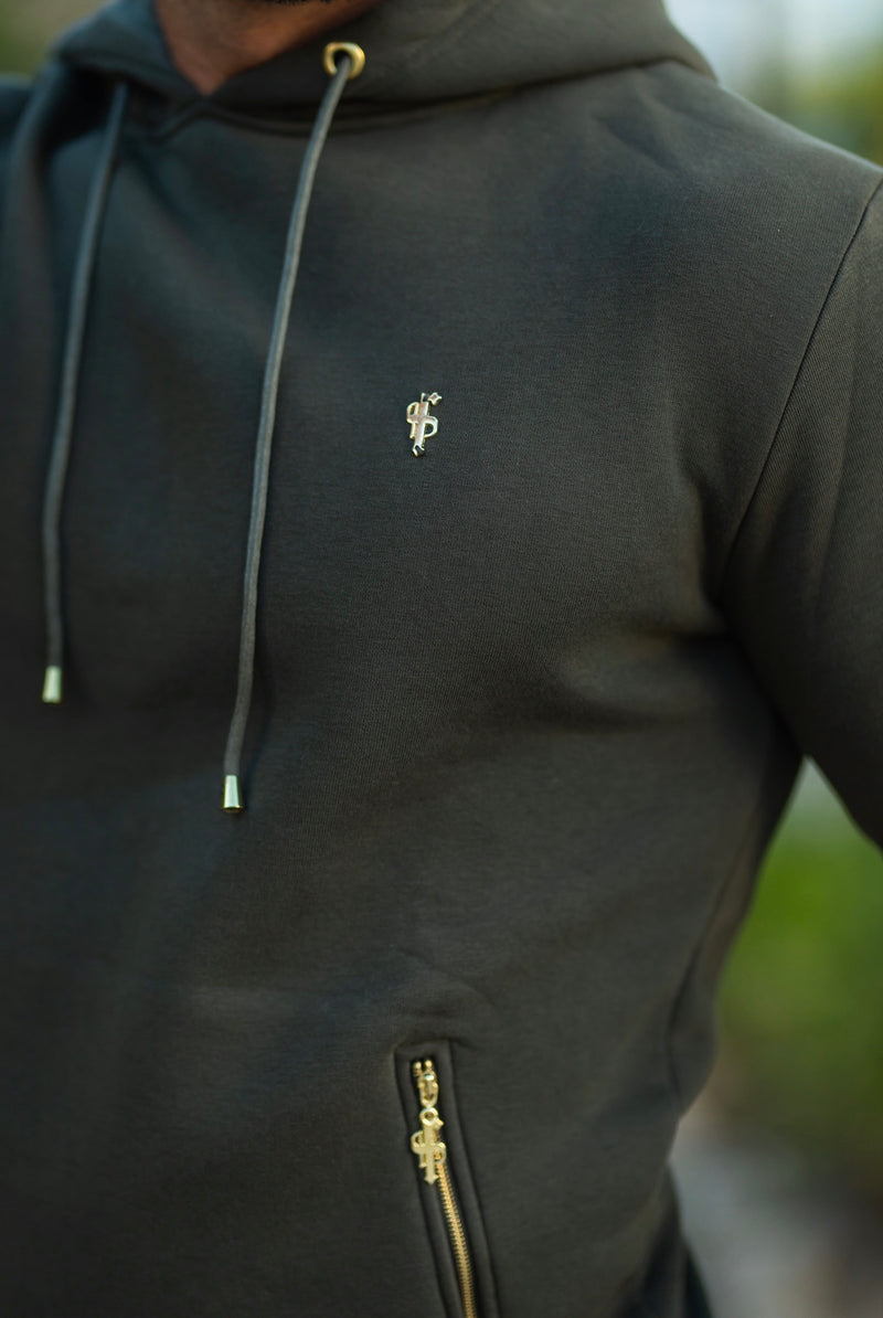 Father Sons Khaki &amp; Gold Overhead-Kapuzenpullover mit Reißverschlusstaschen – FSH481