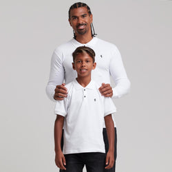 Klassisches weißes Poloshirt für Jungen von Father Sons – FSB021 (LETZTE CHANCE)