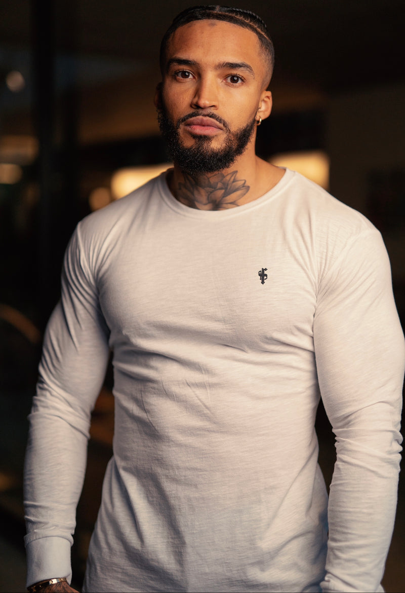 Father Sons White Slub Crew Long Sleeve With Cuff - FSH727