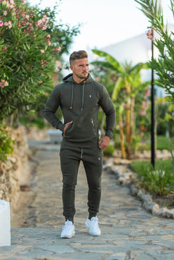 Father Sons Khaki &amp; Gold Overhead-Kapuzenpullover mit Reißverschlusstaschen – FSH481