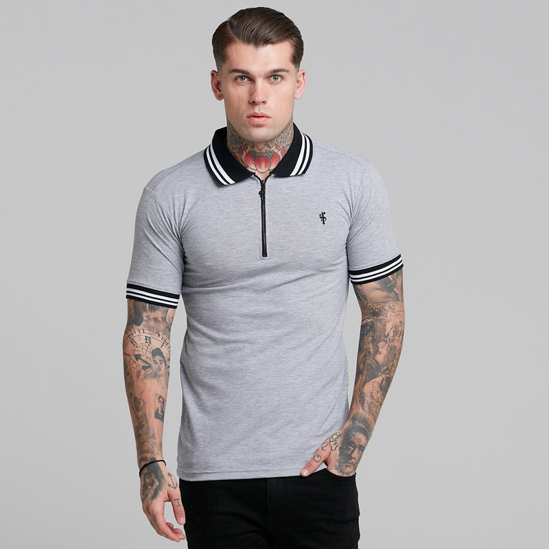 Father Sons Classic Grey Contrast Collar Polo Shirt - FSH237