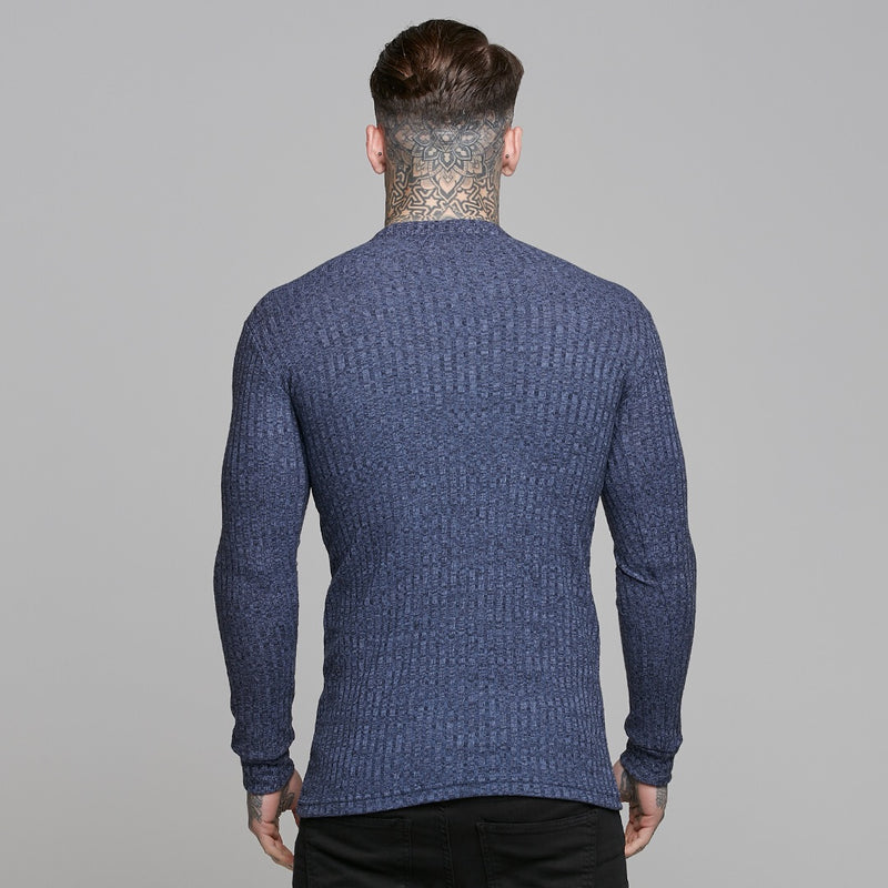 Father Sons Classic Navy Ribbed Knit Super Slim Crew – FSH114