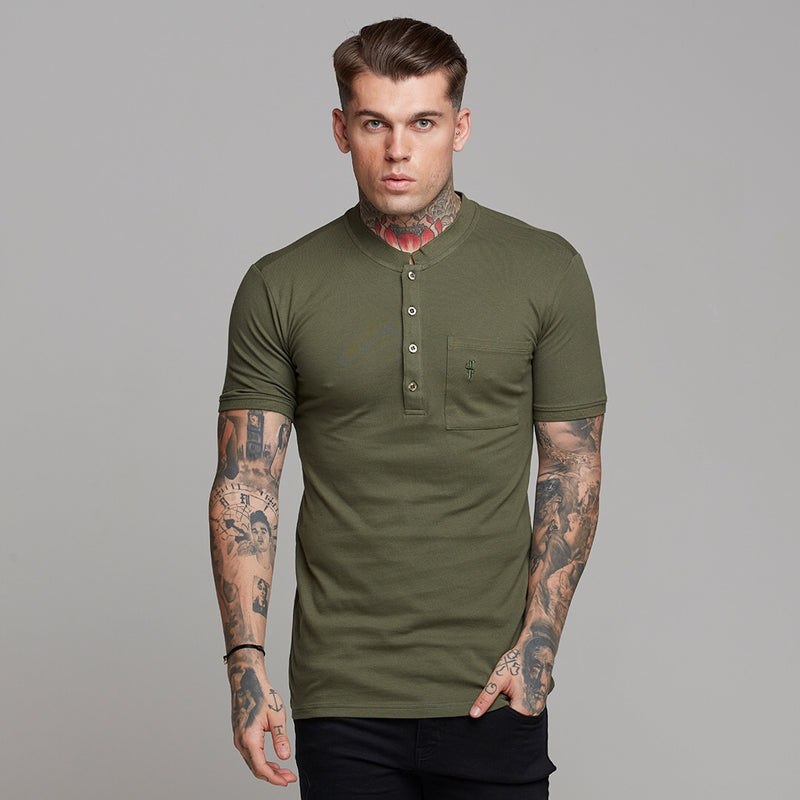 Father Sons Classic Khaki Grandad Polo Shirt - FSH294