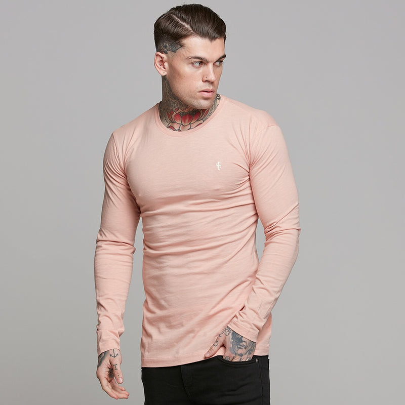 Father Sons Peach Langarm-Slub-Rundhalsshirt – FSH325