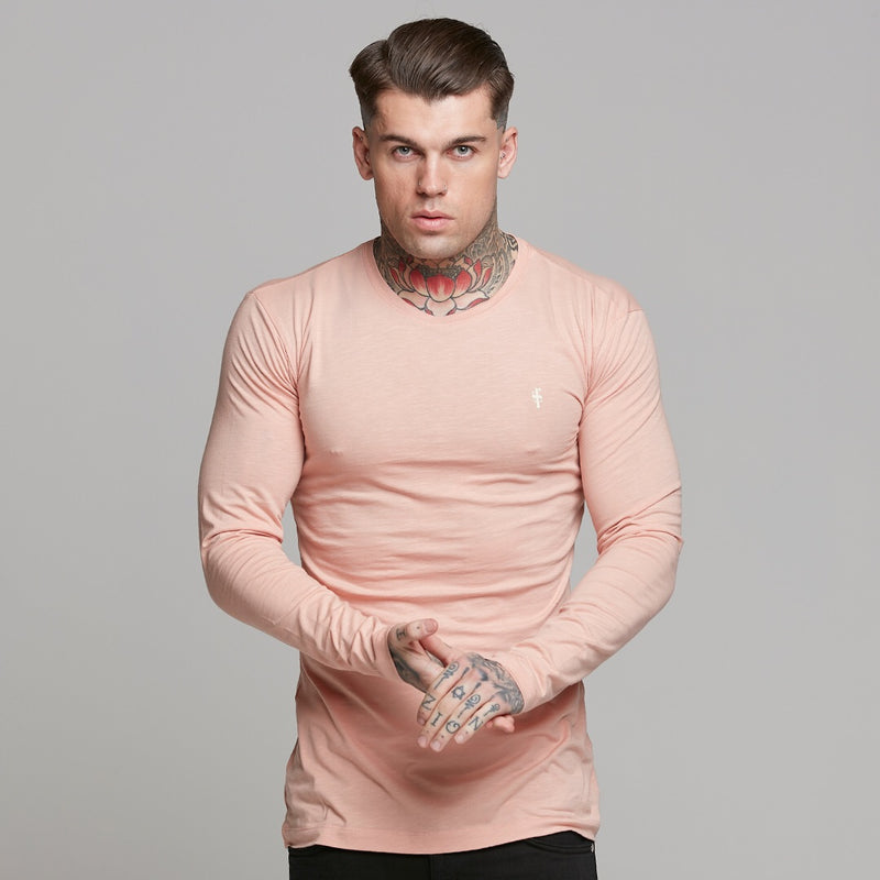 Father Sons Peach Langarm-Slub-Rundhalsshirt – FSH325