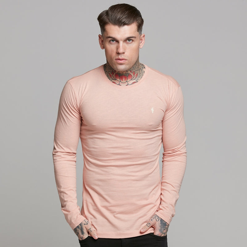 Father Sons Peach Long  Sleeve Slub Crew - FSH325