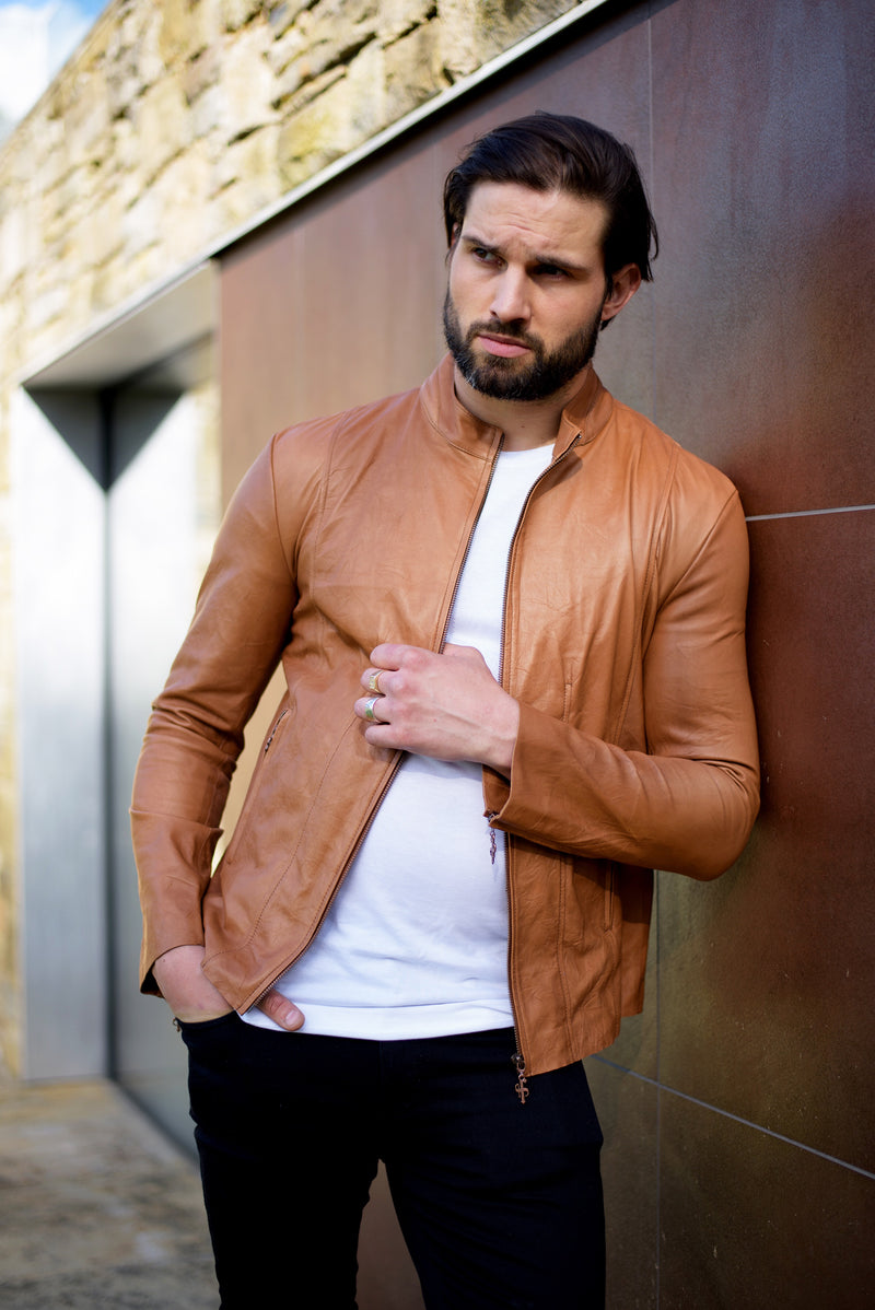 Father Sons Tan Lambs Leather Jacket - FSH205