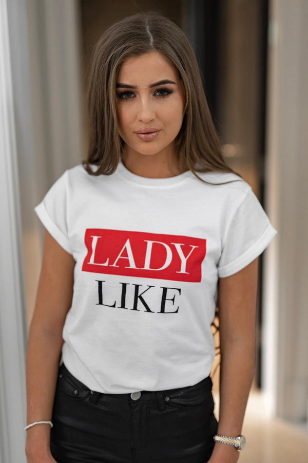 LADY LIKE - RED SLOGAN T SHIRT CT079