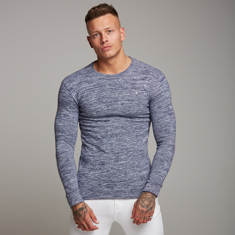 Father Sons Klassischer zweifarbiger Super Slim-Pullover in Blau/Weiß – FSH155