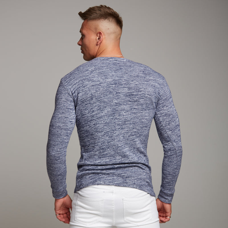 Father Sons Klassischer zweifarbiger Super Slim-Pullover in Blau/Weiß – FSH155