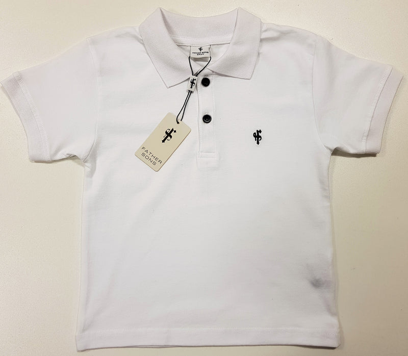 Father Sons Boys Classic White Polo Shirt - FSB021 (LAST CHANCE)