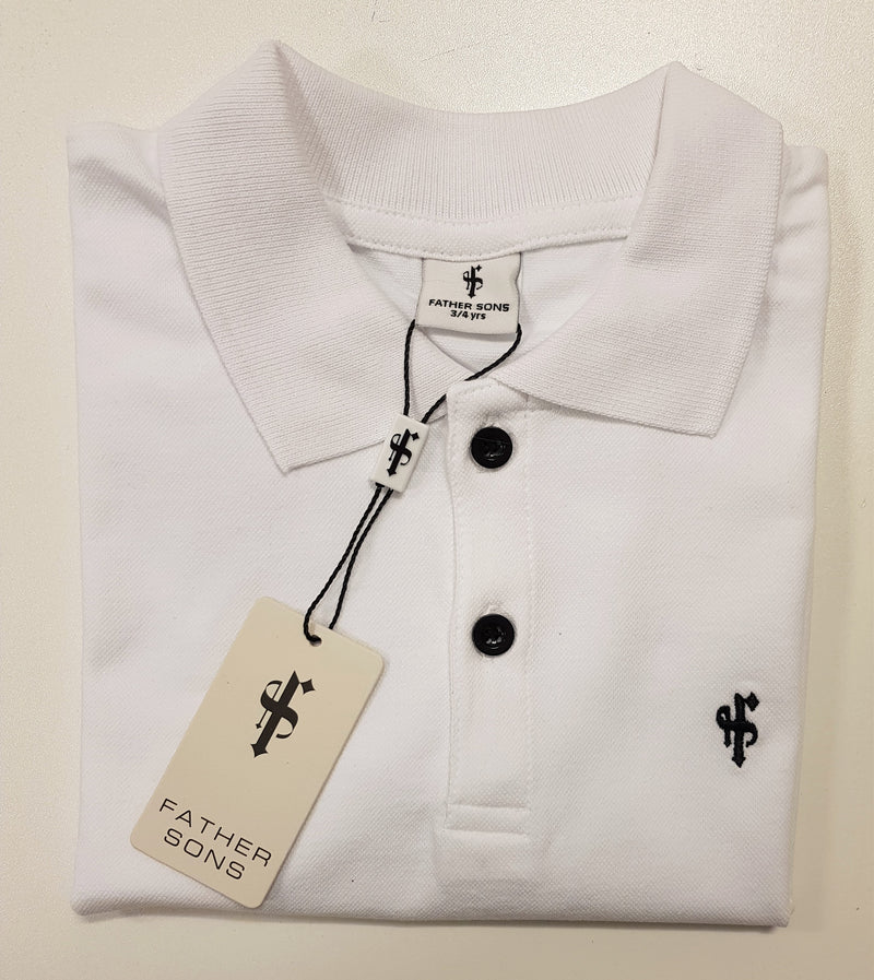 Klassisches weißes Poloshirt für Jungen von Father Sons – FSB021 (LETZTE CHANCE)